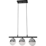 Normadia Modern Siyah Yemek Masası Üstü ve 3'lü LED Avize Takımı - Seçenek 1 - Ahşap