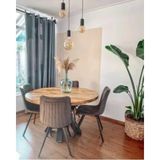 Normadia Modern Siyah Yuvarlak Metal Sarkıt Avize, 30CM Çap - Seçenek 1 - Ahşap