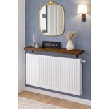 Normadia Oval Kesim Petek Üstü Uçan Raf, Kalorifer Üstü Kitaplık 80X18 cm - Ahşap - Ceviz