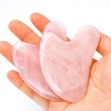 Normadia Pembe Kuvars Gua Sha Doğal Taş Yüz ve Vücut Masaj Aleti - Ahşap - Bej