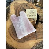 Normadia Pembe Kuvars Gua Sha Taş, Yüz ve Vücut Masaj Aracı, Doğal Güzellik - Ahşap - Bej