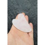 Normadia Pembe Kuvars Taşlı Kalpli Gua Sha Masaj Aleti ile Enerji ve Mutluluk - Ahşap - Bej