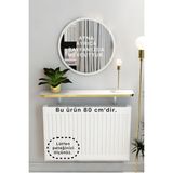 Normadia Petek Üstü Tak Çıkar Uçan Raf ve Dresuar Oval Kesim 80 cm - Altın