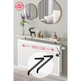 Normadia Petek Üstü Uçan Raf 100X18 cm Efes Gri Mermer Oval Kesim - Altın - Gri