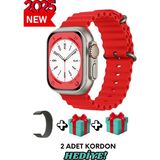 Normadia Poco M4 Uyumlu Akıllı Saat Watch Ultra2 49MM Kordon Hediyeli - Seçenek 1 - Altın - Turkuaz