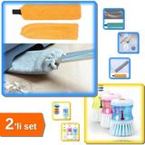 Normadia Pratik Deterjanlı Bulaşık Fırçası ve Mikrofiber Temizlik Mop Seti - Antrasit - Seçenek 1