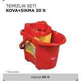 Normadia Pratik ve Tekerlekli 20L Temizlik Seti Kova Sıkma Aparatı - Antrasit - Seçenek 1