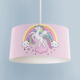 Normadia Renkli Gökuşağı ve Unicorn Desenli Pembe Bebek Çocuk Odası Avizesi - Seçenek 1 - Açık Bej