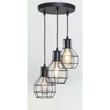 Normadia Retro Rustik Kafes Üçlü Sarkıt Avize, En 30 Cm, Şık ve Modern Tasarım - Seçenek 1 - 1BW-Beyaz