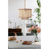 Normadia Rustik Serisi Bambu Sarkıt Avize, 35X25CM, Şık ve Doğal Tasarım - Seçenek 1 - Ahşap - Ceviz