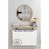 Normadia Safir Meşe Uçan Raf ve Dresuar Duvar Montajsız Oval 100 cm - Ahşap - Ceviz