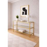 Normadia Şeffaf Camlı Gold Metal Dresuar, Konsol ve Tv Altı Ünitesi 100X60X33 cm - Altın