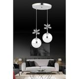 Normadia Şık 2'li Krom Sarkıt, Renkli Mod ve Kristal Taşlı Modern LED Avize - Seçenek 1 - Altın - Gümüş - Bakır