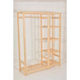 Normadia Şık Ahşap Açık Gardrop 150X120X45 Cm, Modern ve Fonksiyonel Tasarım - Seçenek 1 - Ahşap - Ceviz