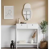 Normadia Şık Asimetrik Aynalı Dresuar, 2 Kapaklı, Beyaz, 80CM, Modern Tasarım
