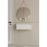 Normadia Şık Beyaz Mdf Duvara Monte Dresuar, 90 Cm, Modern Tasarım