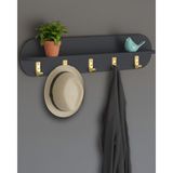 Normadia Şık Duvar Raflı Askılık, 80X20 Cm, Lüks Portmanto ve Vestiyer Askısı - Seçenek 1 - Altın