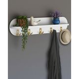 Normadia Şık Duvar Raflı Askılık, 80X20 Cm, Lüks Vestiyer ve Portmanto Organizer - Seçenek 1 - Altın
