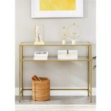 Normadia Şık Gold Cam ve Metal Raflı Modern Dresuar, Ev Dekorasyonu Için Ideal - Altın
