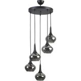 Normadia Şık Siyah Füme Camlı 5 Li Modern Avize, Salon, Mutfak ve Yatak Odası Için - Seçenek 1 - Ahşap