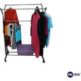 Normadia Şık ve Kullanışlı Metal Tekerlekli Elbise Askılığı, Konfeksiyon Askılığı - Seçenek 1 - Ahşap