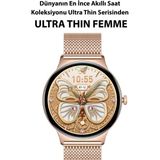 Normadia Şık Yuvarlak Çelik Kasa Akıllı Saat, Metal Kordon, Ultra Ince Tasarım - Seçenek 1 - Altın