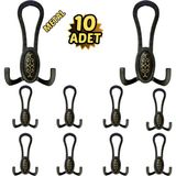 Normadia Siyah Desenli Vestiyer Portmanto, 10 Askılık, Metal, 12CM x 7cm - Seçenek 1 - Ahşap
