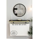 Normadia Siyah Gold Pvc Petek Üstü Tak Çıkar Uçan Raf & Dresuar, 80CM Oval Kesim - Ahşap