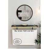 Normadia Siyah Gold Pvc Petek Üstü Tak Çıkar Uçan Raf & Dresuar, Duvar Montajsız, Oval 120CM - Ahşap