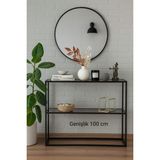 Normadia Siyah Pırlanta Dresuar, Kahve Köşesi, Modern Konsol, Füme Cam, 100 cm - Altın - Gri