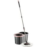 Normadia Smart Black Döner Başlıklı Mop ve Kovalı Temizlik Seti, Pratik ve Şık Tasarım - Ahşap - Seçenek 1
