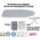 Normadia Süngerli Ütü Masası Kılıfı 48X130 Cm, Yıldız Desenli, Koruyucu ve Şık - Altın - Gri - Seçenek 1