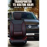 Normadia T5 Transporter Uyumlu Premium Deri Ortopedik Oto Koltuk Kılıfı 5'li Tam Takım - Ahşap