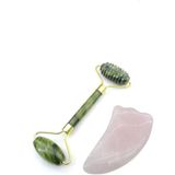 Normadia Tırtıklı Yeşim Masaj Taşı ve Pembe Kuvars Gua Sha Takımı - 1BW-Beyaz