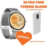 Normadia Ultra Thin Femme Akıllı Saat, Metal Kordon ve Powerbank Hediyeli - Seçenek 1 - Altın - Gümüş - Bakır