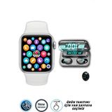 Normadia Uyumlu Akıllı Saat ve Dokunmatik Bluetooth Kulaklık Seti - Seçenek 1 - 1BW-Beyaz