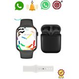 Normadia Uyumlu Watch 9 Tasarımlı T900 Promax Akıllı Saat ve Airpods I12 Set - Seçenek 1 - Ahşap
