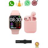 Normadia Uyumlu Xiaomi Redmi 13 Pro ve Watch 9 Tasarımlı T900 Promax Akıllı Saat ile Airpods I12 - Seçenek 1 - Ahşap - Bej