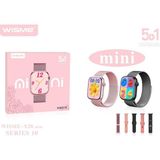 Normadia X28 Mini Akıllı Saat, 5 Kayış, Kablosuz Şarj, Şık Tasarım, Çok Fonksiyonlu - Seçenek 1 - Ahşap - Bej