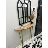 Normadia Yarım Ay Oval Dresuar Atlantik Çam 100CM Gold Ayak, Şık ve Modern Tasarım - Ahşap - Ceviz