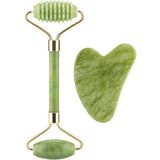 Normadia Yeşim Face Roller ve Gua Sha Seti, Cilt Sıkılaştırıcı ve Rahatlatıcı - Ahşap