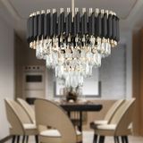 Normadia Yuvarlak Gold Kristal Taşlı Modern Oturma Odası Sarkıt Avize - Seçenek 1 - Altın