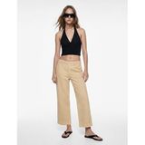Normal Bel Cep Detaylı Nervürlü Kısa Geniş Paça Pantolon - Culotte Jeans