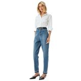 Normal Bel Kısa Paça Düğmeli Denim Pantolon - Mom Fit Jeans