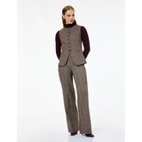 Normal Bel Straight Fit Kumaş Düz Kesim Ekose Pantolon