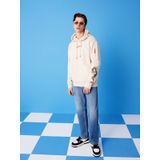 Normal Kesim Kapüşonlu Fermuar Cepli Baskılı Ekru Erkek Sweatshirt Cl1067705