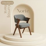 Norte ( 1 Adet ) Bohem Ahşap Yemek Odası Sandalyesi Cafe Otel Restorant - Yeşil