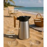 North Bambu Saplı Çelik Termos 2 Litre-Inox - 2 lt