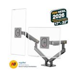 North Bayou Nb A5C Ergonomic 17-32 Inch Çift Kol 2-9 kg Kapasiteli Yeni Nesil Profosyonel Monitör Standı (Siyah) - 1BW-Beyaz