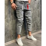 North Fashion Erkek Paçası Lastikli Likralı Boyfriend Jogger Kot Pantolon - 29 - 01G-Gri